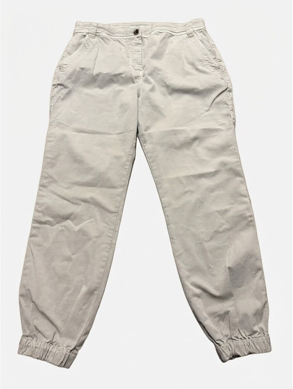 Boden Utility Cargo Cuffed Pants Light Beige Stone US 10R UK 14R Cotton Stretch
